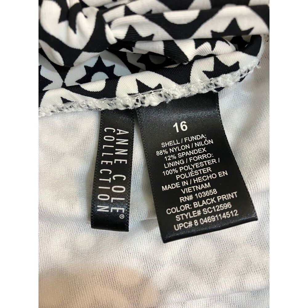 Anne Cole Collection Black White Swim Top Size 16 - Picture 4 of 5